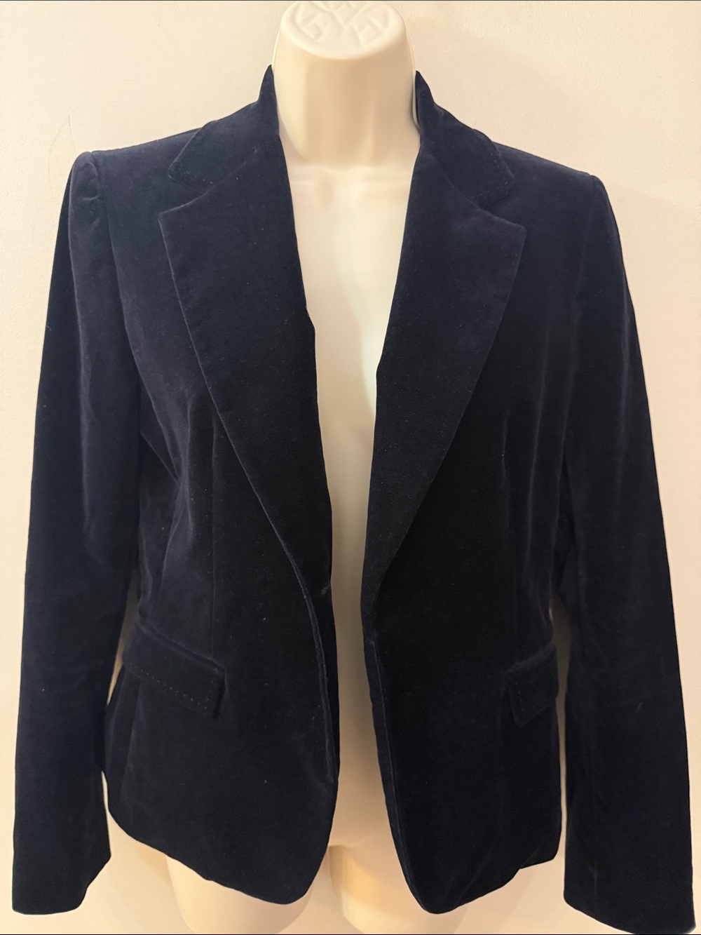 Tahari Classic Black Velvet Cotton Blazer Jacket Size 6 holiday preppy